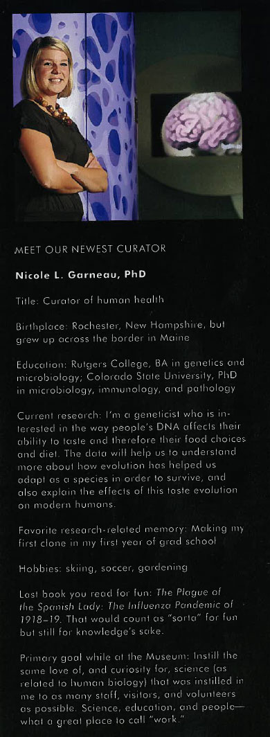 Nicole Garneau new Curator of Human Health
