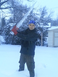Ashton Herrington with an ice saber